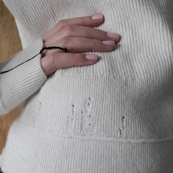 Helmut Lang Destressed Look White Sweater